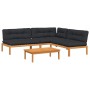 Garden pallet sofa set with 4 acacia wood cushions. by , Outdoor sofas - Ref: Foro24-3209460, Price: 583,99 €, Discount: %