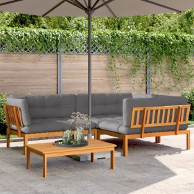 Garden pallet sofa set with 4 acacia wood cushions. by , Outdoor sofas - Ref: Foro24-3209488, Price: 677,00 €, Discount: %