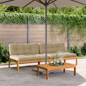 Central pallet garden sofas and 2 acacia wood cushions by , Outdoor sofas - Ref: Foro24-3209483, Price: 355,99 €, Discount: %