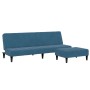 Sofá cama de 2 plazas con taburete terciopelo azul de , Sofás - Ref: Foro24-3258091, Precio: 299,48 €, Descuento: %