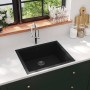 Kitchen sink with black granite overflow by vidaXL, Sinks - Ref: Foro24-147069, Price: 144,74 €, Discount: %