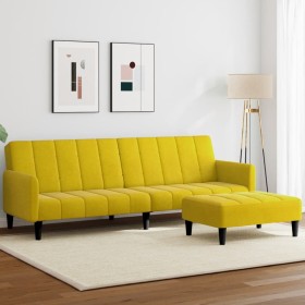 Sofá cama de 2 plazas con taburete terciopelo amarillo de , Sofás - Ref: Foro24-3258102, Precio: 319,99 €, Descuento: %