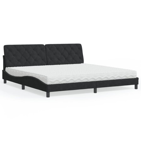 Cama con colchón terciopelo negro 200x200 cm de , Camas y somieres - Ref: Foro24-3208678, Precio: 528,41 €, Descuento: %