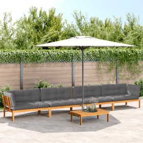 Set of garden pallet sofas and cushions 5 pieces acacia wood by , Outdoor sofas - Ref: Foro24-3209506, Price: 835,94 €, Disco...