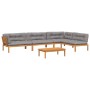 Set of garden pallet sofas and cushions 5 pieces acacia wood by , Outdoor sofas - Ref: Foro24-3209512, Price: 835,94 €, Disco...