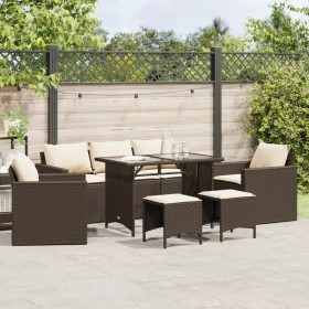 Set of 6 garden sofas and brown synthetic rattan cushions. by , Garden sets - Ref: Foro24-3213550, Price: 499,78 €, Discount: %