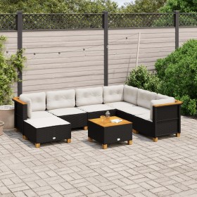 Gartensofa-Set und Kissen, 8-teilig, aus schwarzem Kunststoff-Rattan. von , Gartensets - Ref: Foro24-3261941, Preis: 591,12 €...