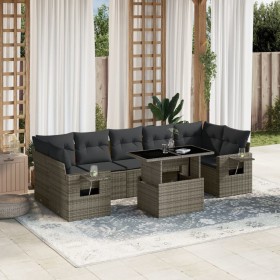 Set of garden sofas and cushions 8 pieces synthetic rattan gray by , Garden sets - Ref: Foro24-3267780, Price: 616,17 €, Disc...