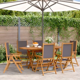 Reclining garden chairs 6 pcs solid wood fabric anthracite by , Garden chairs - Ref: Foro24-3214542, Price: 423,99 €, Discoun...