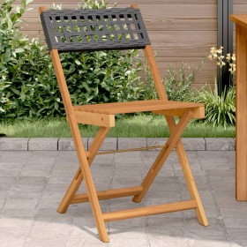 Bistro chairs 2 units solid acacia wood black PE rattan by , Garden chairs - Ref: Foro24-367675, Price: 86,36 €, Discount: %