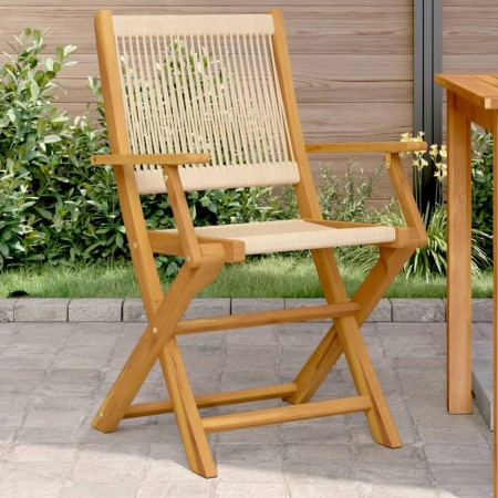 Sillas de jardín 2 uds madera maciza acacia polipropileno beige de , Sillas de jardín - Ref: Foro24-367668, Precio: 146,99 €,...