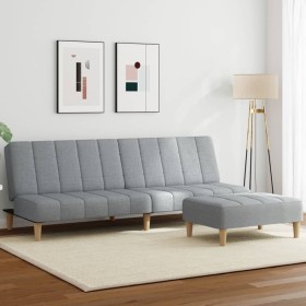 Sofá cama de 2 plazas con taburete tela gris claro de , Sofás - Ref: Foro24-3258085, Precio: 295,36 €, Descuento: %