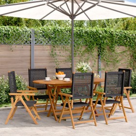 Reclining garden chairs 6 pcs PE rattan solid wood black by , Garden chairs - Ref: Foro24-3214521, Price: 440,99 €, Discount: %