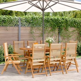 Reclining garden chairs 8 units solid acacia wood beige by , Garden chairs - Ref: Foro24-3214537, Price: 652,26 €, Discount: %