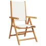 Reclining garden chairs 8 units, solid wood frame, white cream fabric by , Garden chairs - Ref: Foro24-3214540, Price: 565,25...