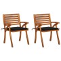 Dining garden chairs with cushions 2 units solid acacia wood by , Garden chairs - Ref: Foro24-3060801, Price: 195,60 €, Disco...