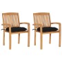 Garden chairs 2 units with solid teak wood cushions in black. by , Garden chairs - Ref: Foro24-3063274, Price: 248,41 €, Disc...