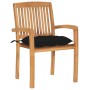 Garden chairs 2 units with solid teak wood cushions in black. by , Garden chairs - Ref: Foro24-3063274, Price: 248,41 €, Disc...