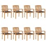 Stackable garden chairs 8 units teak wood with cushions by , Garden chairs - Ref: Foro24-3073248, Price: 977,70 €, Discount: %