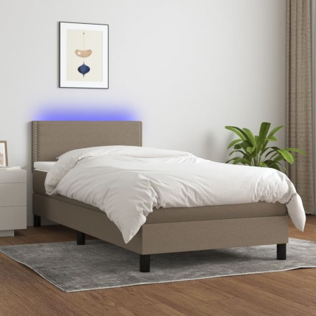 Box spring bed with mattress and LED lights in taupe gray, 80x200 cm. by , Beds and slatted bases - Ref: Foro24-3133033, Pric...