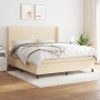 Boxspringbett mit cremefarbenem Stoffbezug und Matratze, 180x200 cm. von , Betten und Lattenroste - Ref: Foro24-3131614, Prei...