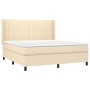 Boxspringbett mit cremefarbenem Stoffbezug und Matratze, 180x200 cm. von , Betten und Lattenroste - Ref: Foro24-3131614, Prei...