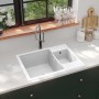 Double bowl kitchen sink with white granite overflow by vidaXL, Sinks - Ref: Foro24-147088, Price: 165,25 €, Discount: %