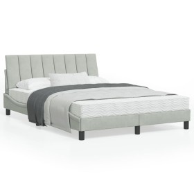 Bed frame with light gray velvet LED lights 120x200 cm by , Beds and slatted bases - Ref: Foro24-3213769, Price: 194,99 €, Di...