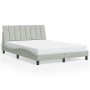 Bed frame with light gray velvet and LED lights 140x200 cm by , Beds and slatted bases - Ref: Foro24-3213781, Price: 190,28 €...