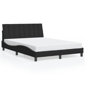 Bed frame with LED lights black velvet 140x200 cm by , Beds and slatted bases - Ref: Foro24-3213783, Price: 244,08 €, Discoun...