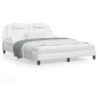 Estructura de cama cabecero cuero sintético blanco 160x200 cm de , Camas y somieres - Ref: Foro24-3208104, Precio: 222,28 €, ...