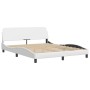 Estructura de cama cabecero cuero sintético blanco 160x200 cm de , Camas y somieres - Ref: Foro24-3208104, Precio: 198,99 €, ...