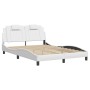 Estructura de cama cabecero cuero sintético blanco 140x200 cm de , Camas y somieres - Ref: Foro24-3208097, Precio: 179,02 €, ...