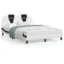 Bed frame with white and black synthetic leather headboard by , Beds and slatted bases - Ref: Foro24-3208095, Price: 210,02 €...