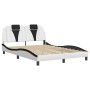 Bed frame with white and black synthetic leather headboard by , Beds and slatted bases - Ref: Foro24-3208095, Price: 210,02 €...