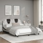 Bed frame with white and black synthetic leather headboard by , Beds and slatted bases - Ref: Foro24-3208095, Price: 210,02 €...