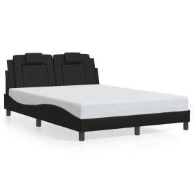 Estructura cama con luces LED cuero sintético negro 140x190 cm de , Camas y somieres - Ref: Foro24-3214015, Precio: 194,75 €,...