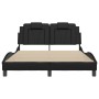 Estructura cama con luces LED cuero sintético negro 140x190 cm de , Camas y somieres - Ref: Foro24-3214015, Precio: 196,95 €,...