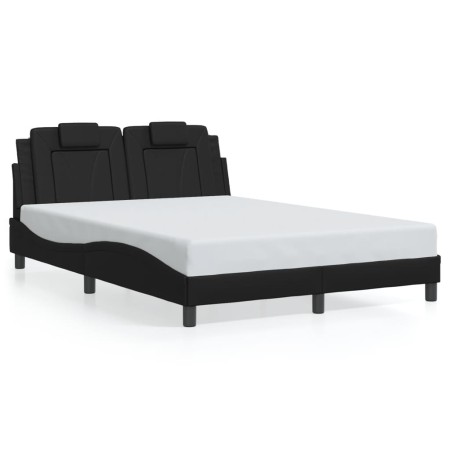 Estructura de cama con luces LED cuero PE negro 140x200 cm de , Camas y somieres - Ref: Foro24-3214022, Precio: 188,35 €, Des...