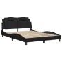 Estructura de cama con luces LED cuero PE negro 140x200 cm de , Camas y somieres - Ref: Foro24-3214022, Precio: 188,35 €, Des...