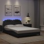 Estructura de cama con luces LED cuero PE negro 140x200 cm de , Camas y somieres - Ref: Foro24-3214022, Precio: 188,35 €, Des...