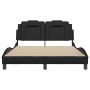 Estructura de cama con luces LED cuero PE negro 140x200 cm de , Camas y somieres - Ref: Foro24-3214022, Precio: 188,35 €, Des...