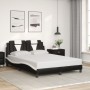 Estructura de cama luces LED cuero PE negro y blanco 140x190 cm de , Camas y somieres - Ref: Foro24-3214020, Precio: 187,13 €...