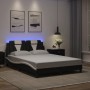 Estructura de cama luces LED cuero PE negro y blanco 140x190 cm de , Camas y somieres - Ref: Foro24-3214020, Precio: 187,13 €...