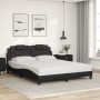 Estructura de cama con luces LED cuero PE negro 160x200 cm de , Camas y somieres - Ref: Foro24-3214029, Precio: 207,99 €, Des...