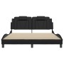 Estructura de cama con luces LED cuero PE negro 160x200 cm de , Camas y somieres - Ref: Foro24-3214029, Precio: 207,99 €, Des...