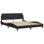 Bed frame with LED lights, black PE leather, 160x200 cm by , Beds and slatted bases - Ref: Foro24-3214029, Price: 211,25 €, D...