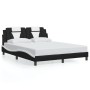 Estructura cama con luces LED cuero PE negro blanco 160x200 cm de , Camas y somieres - Ref: Foro24-3214034, Precio: 201,13 €,...