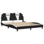 Estructura cama con luces LED cuero PE negro blanco 160x200 cm de , Camas y somieres - Ref: Foro24-3214034, Precio: 201,13 €,...