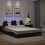 Estructura cama con luces LED cuero PE negro blanco 160x200 cm de , Camas y somieres - Ref: Foro24-3214034, Precio: 201,13 €,...